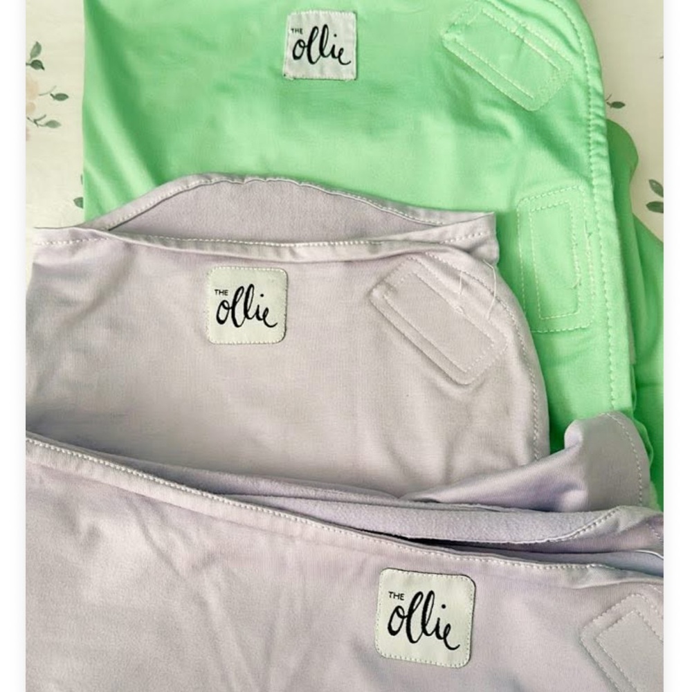 The Ollie Swaddles Set Green and Purple